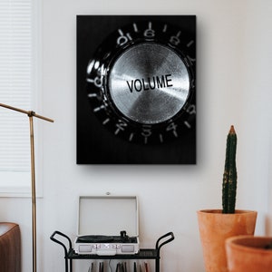 Guitar Art Print, Electric Guitar Volume Knob Music Room Wall Art on Print, Canvas or Metal