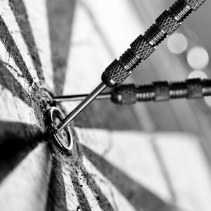 Dartboard with Bullseye Print, Black and White Photography, Darts Game Room Decor Wall Art on Print, Canvas or Metal