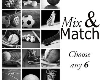 Sports Prints in Black and White – Mix and Match Your Own Wall Art Set (Choose 6) | Print or Canvas