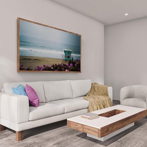 California Coastal Wall Art, Lifeguard Tower on Monterey Bay's Sunset Beach, Large Artwork Panorama | Print, Canvas or Metal afbeelding 4