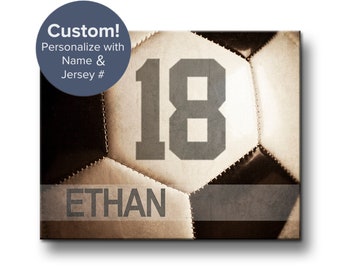 Personalized Soccer Print, Girls & Boys Soccer Gifts, Sports art, Custom Soccer Gift with Name on Print, Canvas or Metal