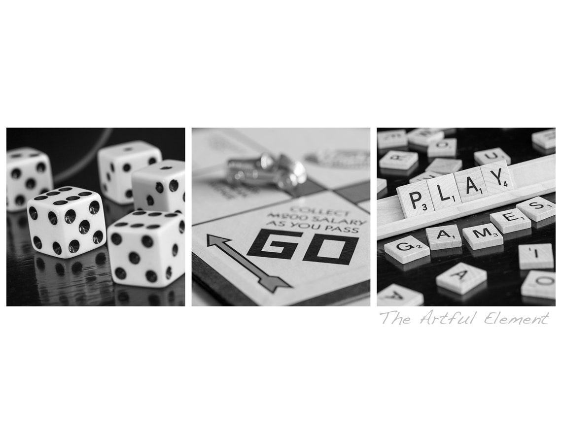 Game Room Wall Art 9 Canvas Set Black and White Photography Etsy