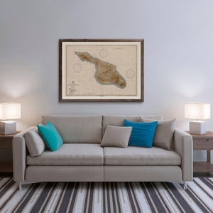 Nautical Map of Santa Catalina Island, Vintage Nautical Chart, California Beach House Decor, Antique Map Wall Art | Print or Canvas image 3