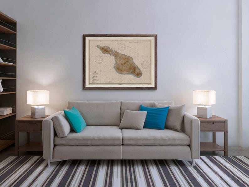Nautical Map of Santa Catalina Island, Vintage Nautical Chart, California Beach House Decor, Antique Map Wall Art | Print or Canvas image 3