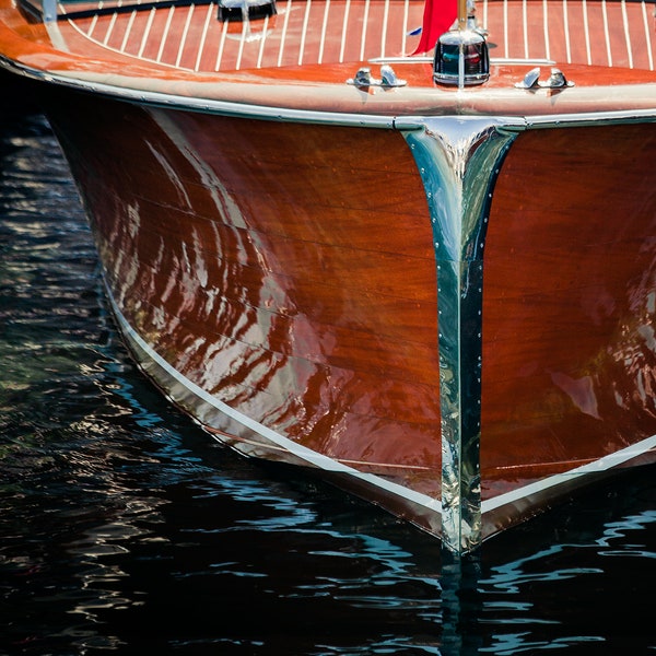 Vintage Boat Photograph, Lake House Decor, Nautical Decor on Print, Canvas or Metal, Large wall art, Classic Coastal art