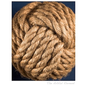 Nautical decor Rope Art Print, Monkeys Fist Photograph, Coastal decor, Lake house decor, Nautical Rope Wall Art No. 2