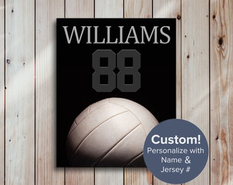 Personalized Volleyball Gift, Volleyball Art with Name, Volleyball gift for Girls or Boys, Team Gifts on Print, Canvas or Metal