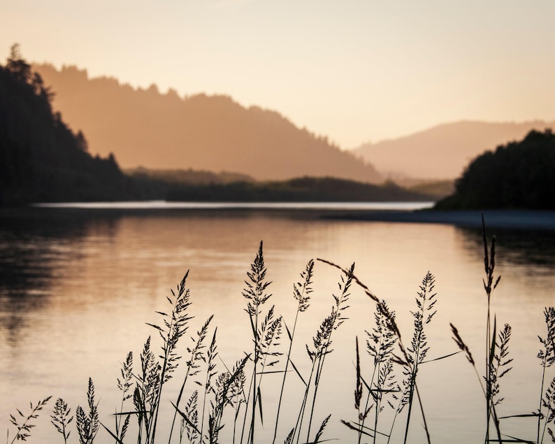 River Sunset Fine Art Photograph, Dusk Nature Photography on Canvas, Print or Metal, Dusk Landscape, Calming Wall Art image 1