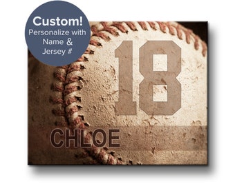 Personalized Baseball Gift, Art Print Gift for Boys and Girls, Sports Wall Art, Baseball Player Gift on Print Canvas & Metal