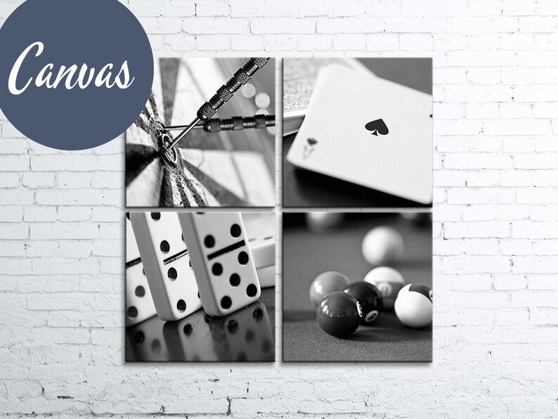 Canvas Game Room Wall Art Set of 4 Canvas Prints in Classic Etsy
