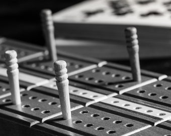 Game Room Decor, Cribbage Wall Art, Classic Board Game Black and White Photography, Home decor Wall Art for Play Room
