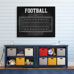 Football Field Diagram, Boys Room Football Decor on Print, Canvas or Metal, Sports Wall Art, Kids Room Football Pictures