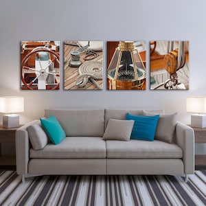 Sailing Wall Art Set of 4 Canvas, Sailboat Art Photography, Coastal Home Decor, Nautical Artwork