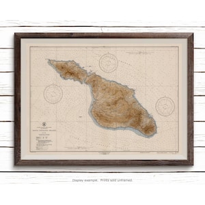 Nautical Map of Santa Catalina Island, Vintage Nautical Chart, California Beach House Decor, Antique Map Wall Art on Print and Canvas