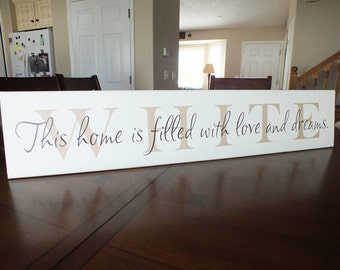 Personalized Family Name Sign custom wedding signs 7"x36"