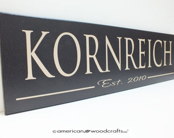 Personalized Family Name Sign Established Sign Last Name Sign 7"x24" wedding or anniversary gift