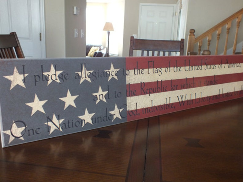 Americana Sign Pledge of Allegiance Sign Signs w/ Sayings 7x36 image 2