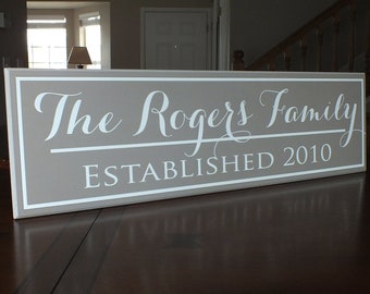 Personalized Family Name Sign Established Sign Last Name Sign 7"x24"