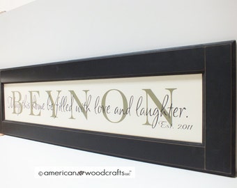 Personalized Family Name Sign custom Name Frame 13"x42"