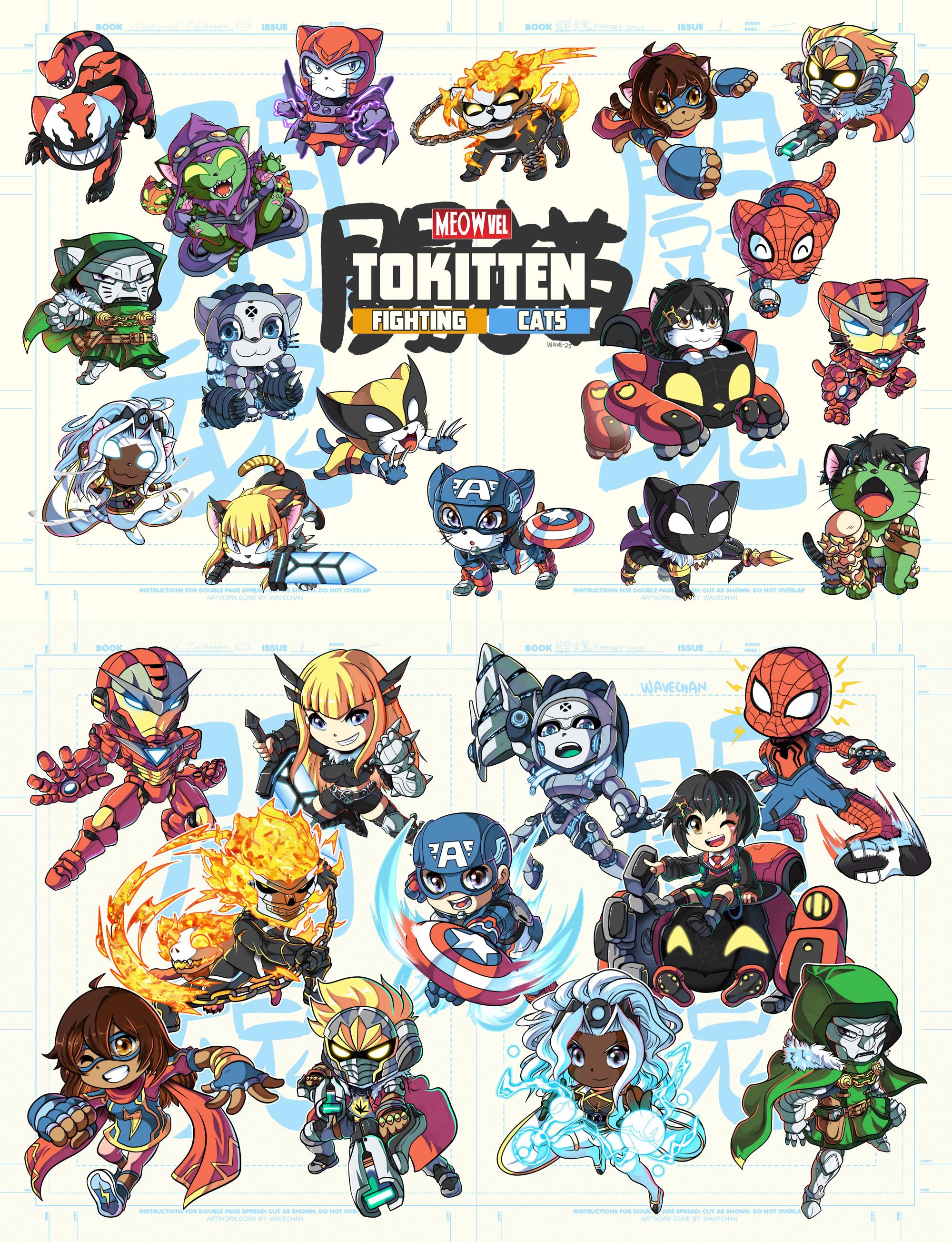 MARVEL Tokonアクリルピンバッジ　6種類コンプリート　マーベル　未開封 Meowvel / Marvel Tokon 3 Inch Acrylic Keychains! - Etsy