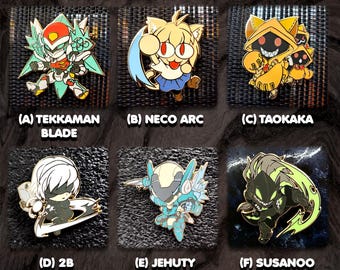MISC Enamel Pins - NecoArc - Taokaka - Tekkaman Blade - 2B - ZOE - Susanoo