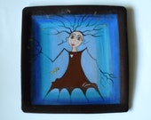SQUARE TREE LADY PLate, Handmade Plate, Goddess Plate, Nature Plate, Art Dish, Sprite, Wood Nymph