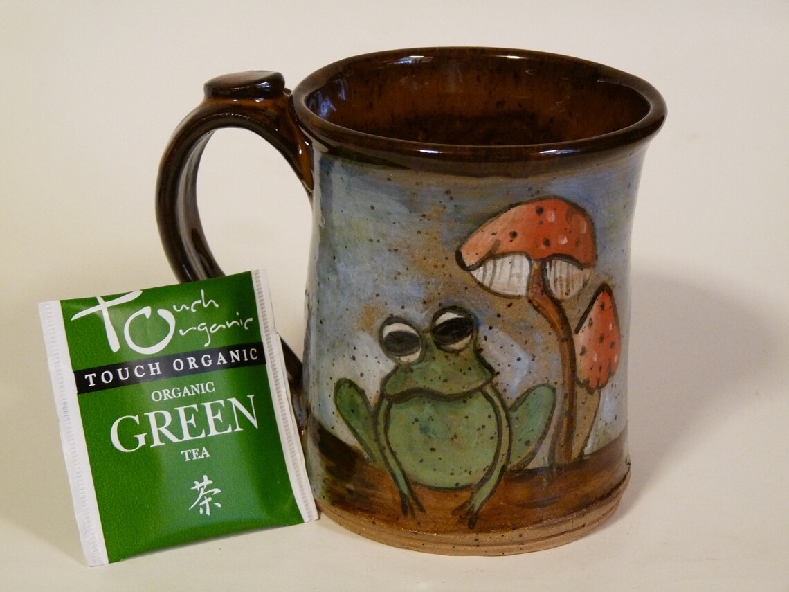 FROG MUG Handmade Mug Blue Mug with FROG Whimsical Frog Etsy