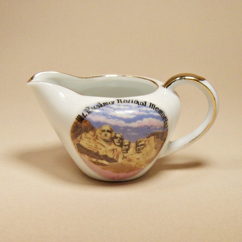 Old 1950s Mount Rushmore Souvenir Little Ceramic Pitcher