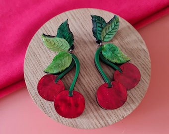 Cherry dangle earrings