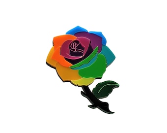 Rainbow rose brooch