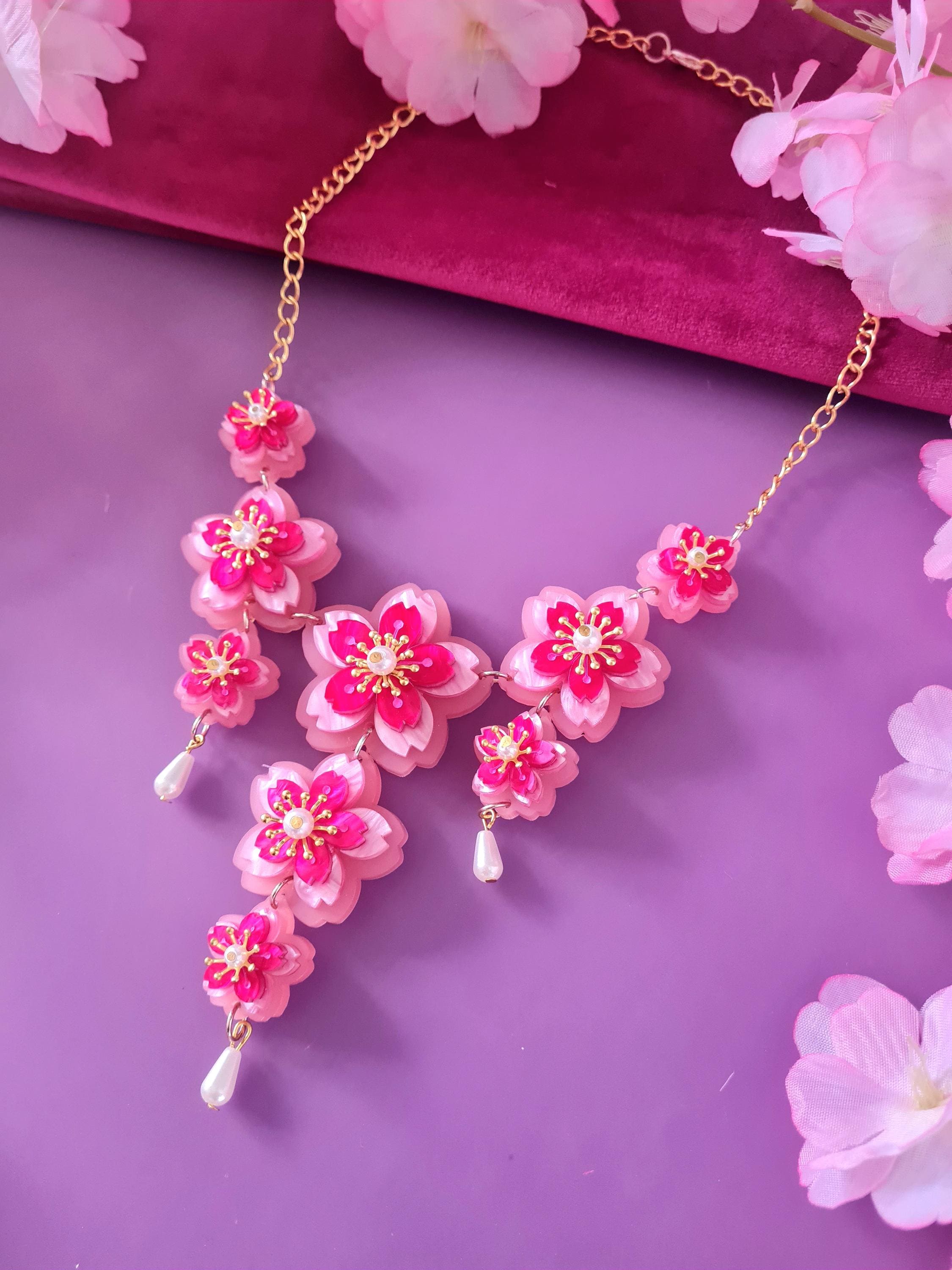 Cascading Cherry Blossom Sakura Statement Necklace - Etsy