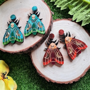 Mystic moth dangle statement earrings