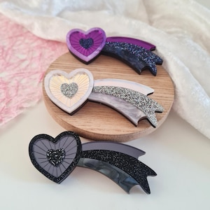 Cosmic rainbow heart statement brooch or necklace