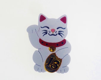 Maneki Neko Glückskatze Brosche