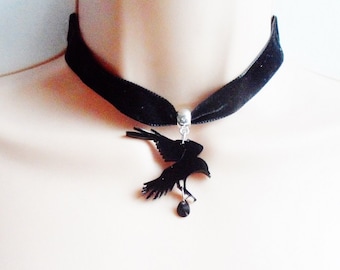 Dark romance - Crow velvet choker
