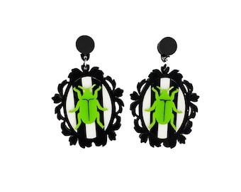 Beetle cameo earrings