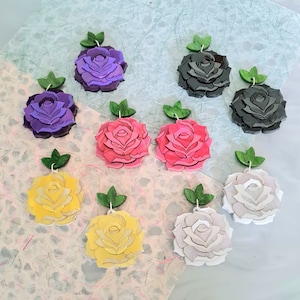 Rose dangle earrings - 7 colours