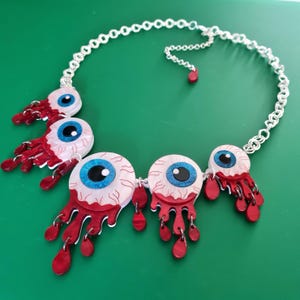 Zombie halloween eyeball charm statement necklace