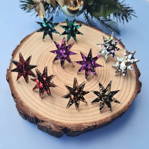 Starburst stud glitter earrings