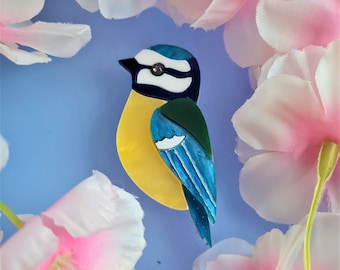 Bluetit pin brooch - Pre order