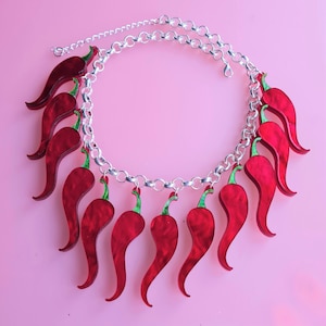 Red hot chilli charm necklace