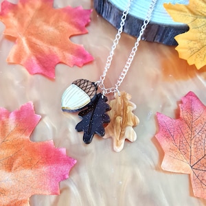 Acorn and oak leaf charm pendant