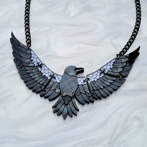 Raven in flight statement necklace