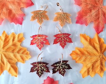 Maple leaf hoop earrings