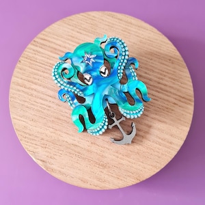 Octopus pin brooch or pendant - ocean dream