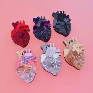 Anatomical heart mini brooch or pendant
