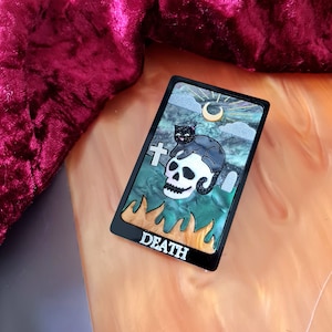Death cat tarot card brooch or necklace