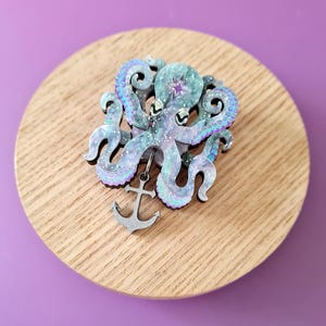 Octopus pin brooch or pendant - cosmic rock