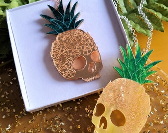 Pineapple skull necklace