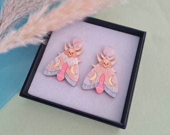 Mystic moon vlinder oorbellen - koraal zonsondergang